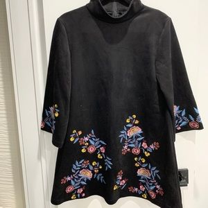 Zara suede and embroidered mini dress